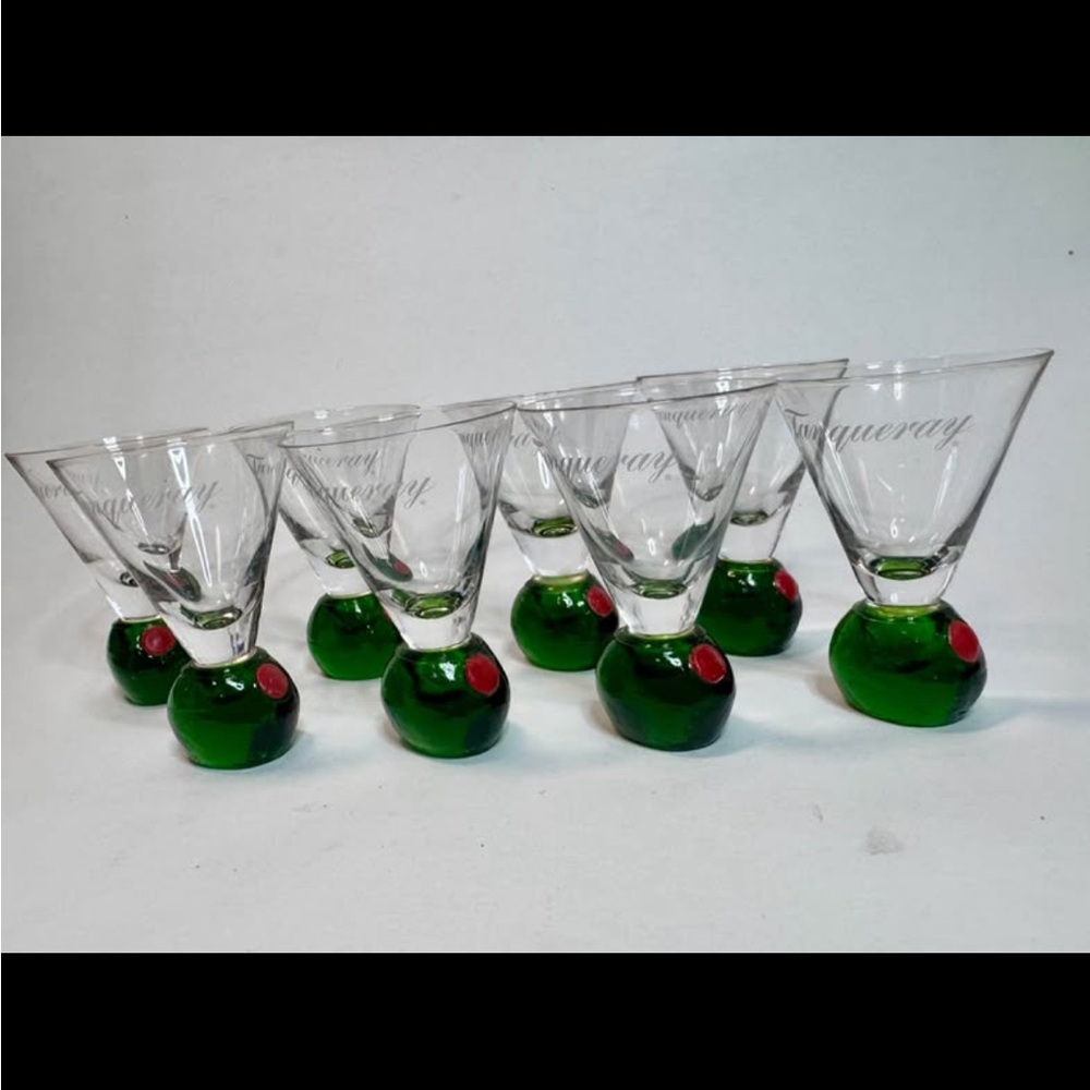 Rare Vintage Tanqueray Olive Martini Shooter Glasses – Collectors Set of 8